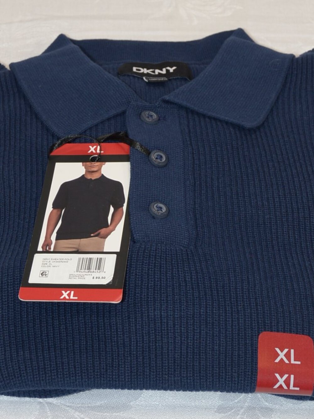 DKNY Men's Navy Polo -- Mainline 100% Cotton -- XL NWT